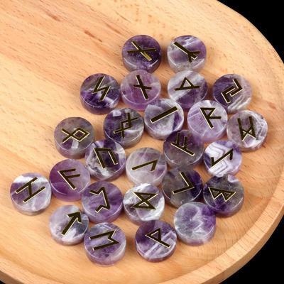 Set di Rune in Cristallo di Agata Naturale 1662 - 25 Pezzi Germanici Norreni