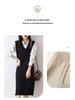 Women's 100% Wool V-Neck Sleeveless Knitted Vest Dress - Long Cardigan Style
