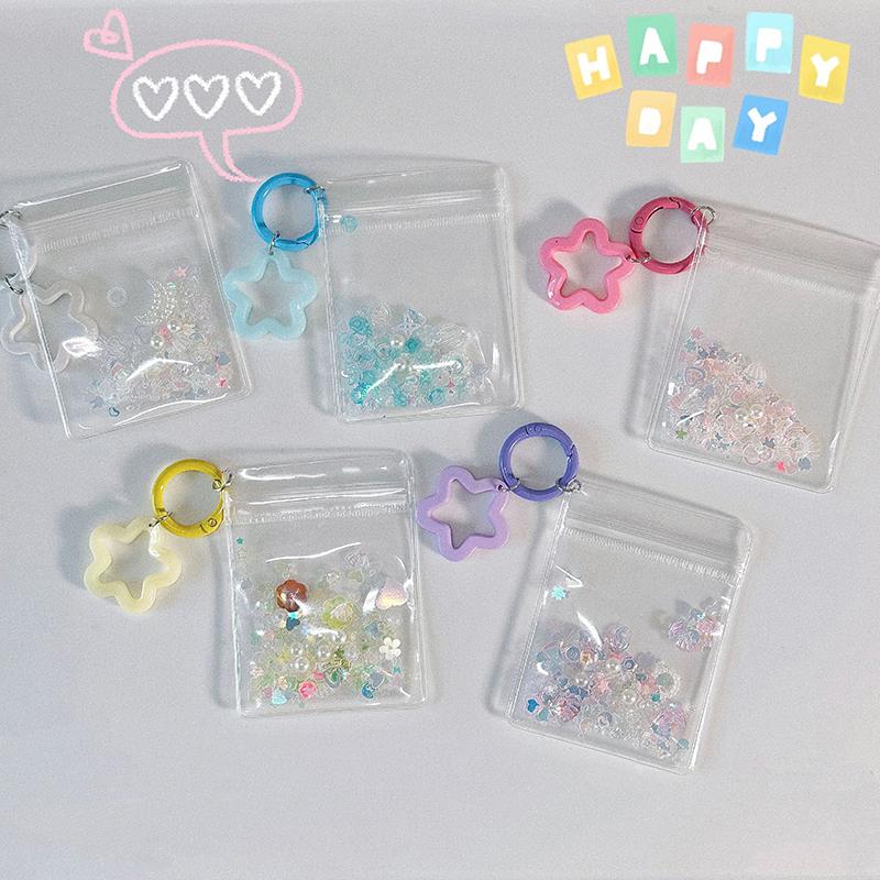 Cartoon Doll Gift Storage Bag Keychain Transparent Five-Pointed Star Pendant Toy Doll Gift Bag Children Toy Doll Storage Bag