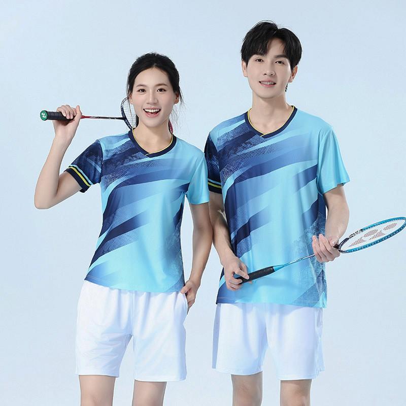 Quick-Dry Badminton Sport Set Men Women - Breathable Short Sleeve Top Matching Bottoms Training Competition