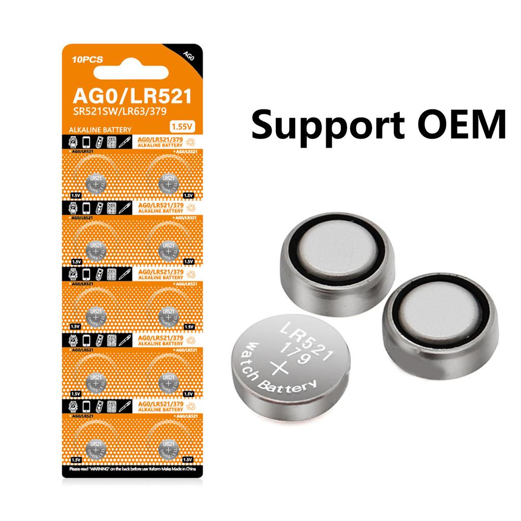 10Pcs AG0 Button Batteries SR521SW LR521 SR521 AG521 S521E 521A SG-521S SR63 GP379 V379 379X D379 379L 379LD For Watch