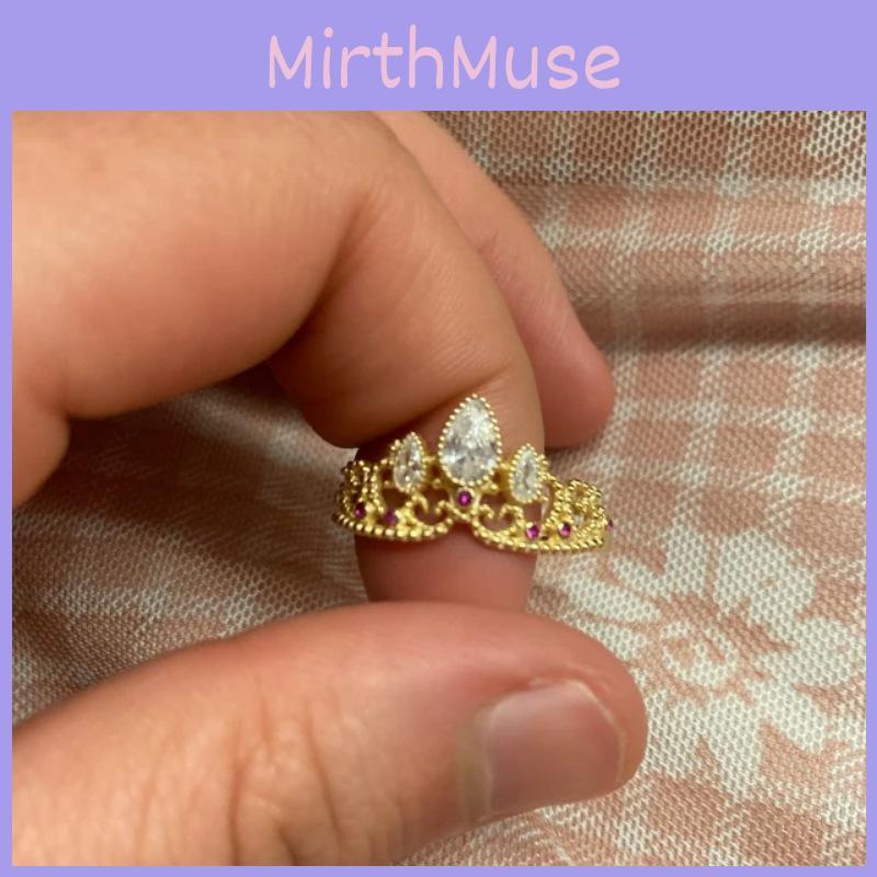 Gorgeous Crown Ring With Dazzling Zirconia Stones Adjustable Open Design Perfect For Gifting