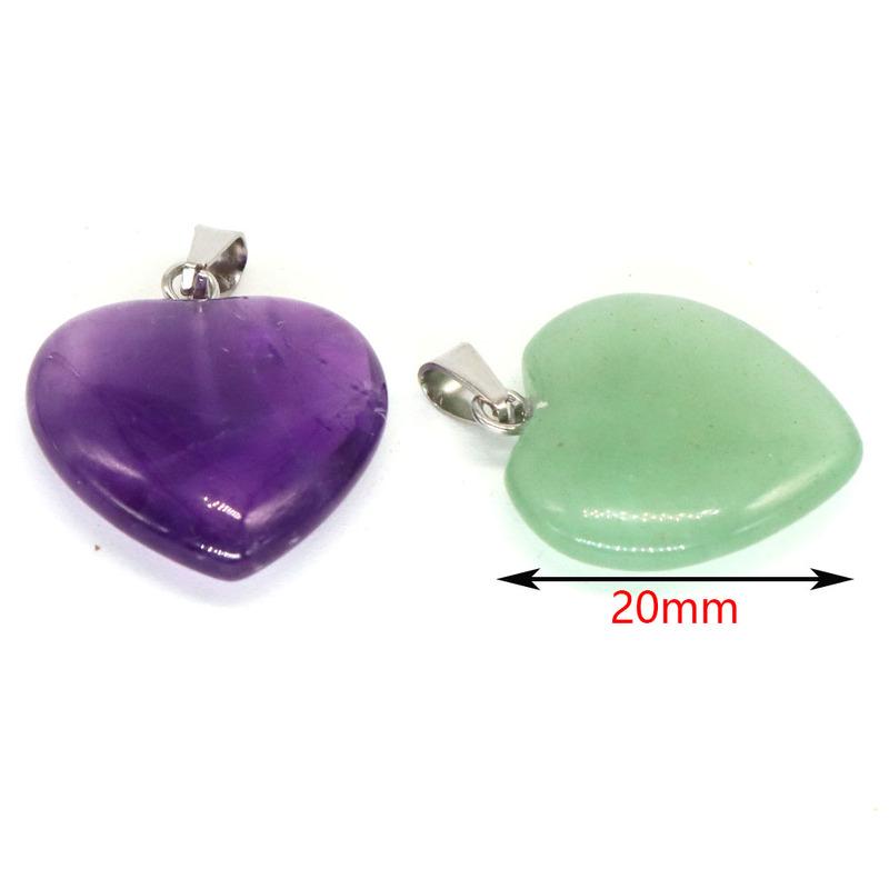 10PC/Set Love Heart Shaped Pendant Natural Stone Rose Quartz Crystal Turquoise Tiger Eye Aventurine Jewelry Making Necklace 20mm