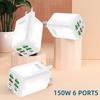 150W 6 Ports USB Charger PD Fast Charging Charger Wall Adapter EU Plug Charger Quick Charge 3.0 Multi Ports Power Adapter