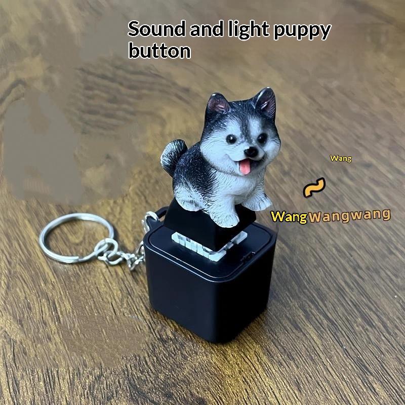 Funny Husky Pig Keychain Rechargeable Button Keychain Luminous Pendant For Stress Relief Decor Gift Toys
