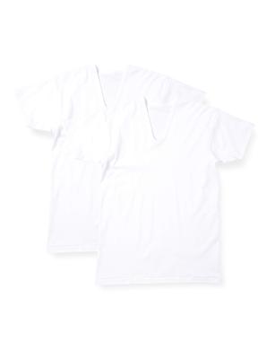 Gunze Short Sleeve Warm Soft Cotton White Medium Men's U-Neck 2-Pack 100%