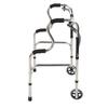 Elderly Walker 6 Height Adjust 4 Legs Stainless Steel Senior Folding Walker with Wheels Double Bend