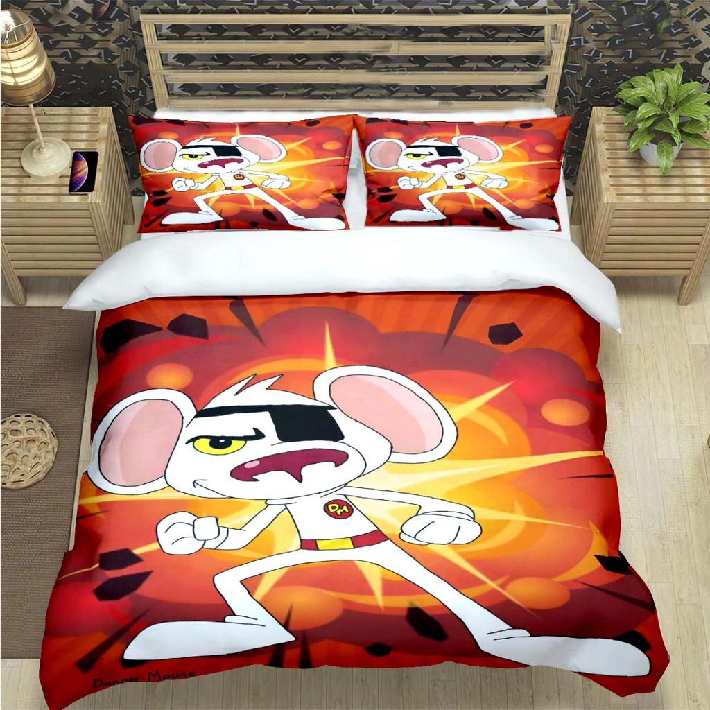 Popular Cartoon D-Danger Mouse Print Bedding Sets Bed Supplie Set  Comforter Set  Teens Girls Twin Single Kid Gift
