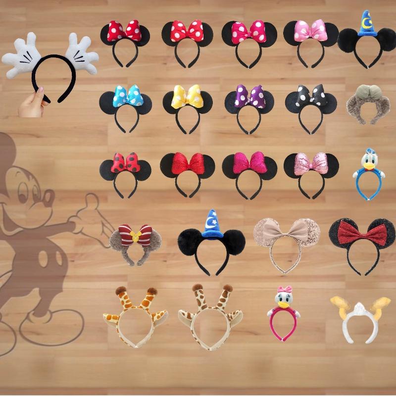 Handmade Cartoon Minnie Mickey Ear Headband Sparkly Animal Rabbit Hairpiece For Adults And Kids