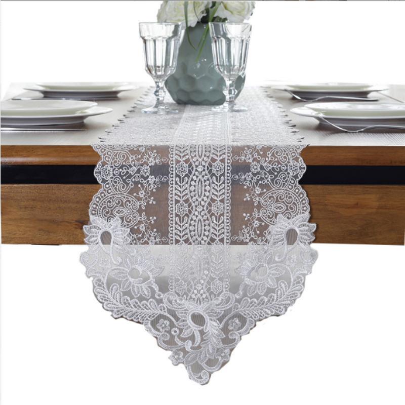 

Тайская вышивка, корейский кружевной настольный флаг, европейская эстетика, простая тканевая скатерть, ТВ-шкаф, современный флаг для чайного столика 30*70cm белый