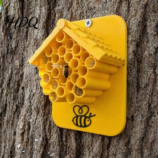 Umweltfreundliches Bienenhaus 2 Stück 3D-gedruckte Häuser Gelbe Wabenhotels Außenhaus