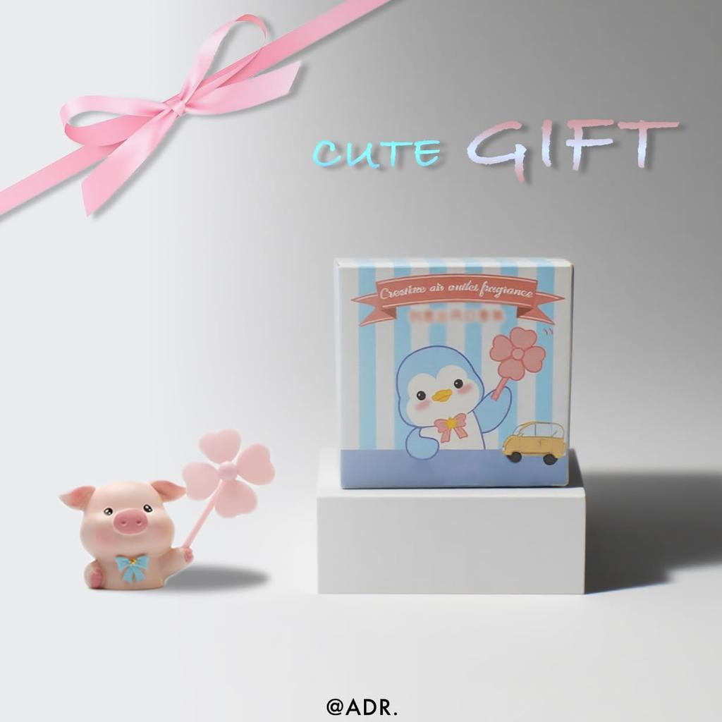 ADR. Cute Pig Car Air Fresheners Vent Clip, Spinning Fan Aroma Diffuser, Gift For Women (Pig)