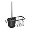 Wall-Mounted Soft Bristle Toilet Cleaning Set with Long Handle and Storage Rack