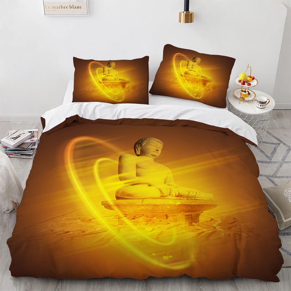 3D Buddha Print Bedding Set Meditation Duvet Covers With Pillow Cover Case Home Decor Bed Clothes Double Queen King Size