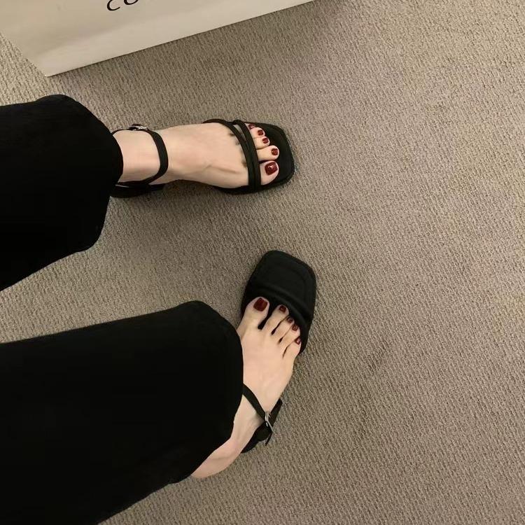 2025 Spring and Autumn New Roman Sandals Women's Open-toed High Heels Mezzanine Sandals French Niche Design Fairy