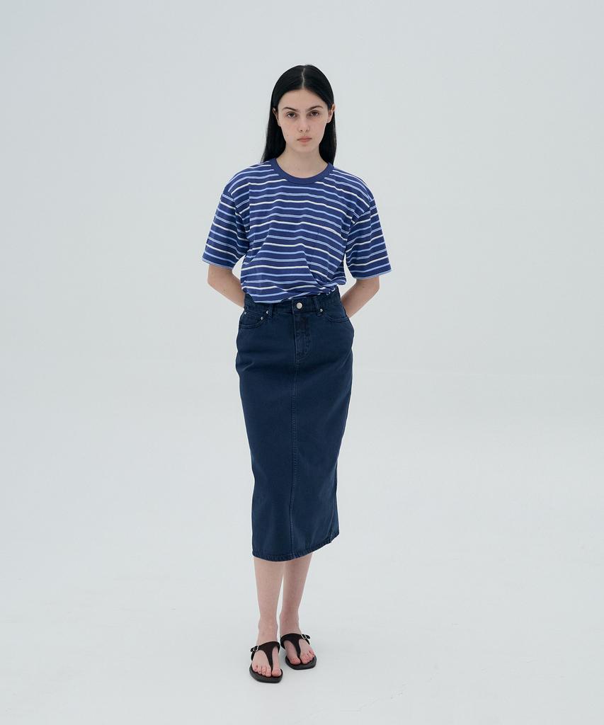 Jeonggamseutyudio Pigment Dyed Denim Long Skirt_2 Color