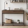 Desk with 2 Drawers & Shelf – Modern Office Desk In Walnut Look, Console Table for Hallway, Coffee Table with Storage Space, Dark Brown
