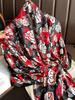 New Elegant Women Silk Scarf Beach Wrap Shawl Vintage Satin Floral Print Sunscreen Bandana Hijab Mujer Boho Scarve Foulard Pareo