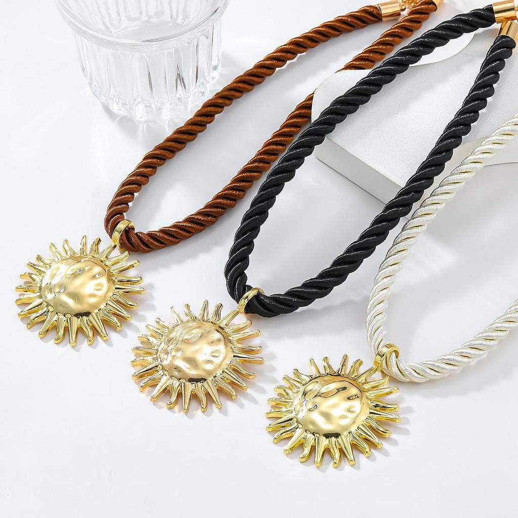 European & American Beach Style Sun Pendant Necklace & Earrings Set