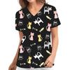 Uniformi Chirurgiche Scrub Donna Stampe Gatti Scollo a V Tasche T Uniforme Veterinaria in Ospedale Scrubs Uniforme Infermieristica per Unisex