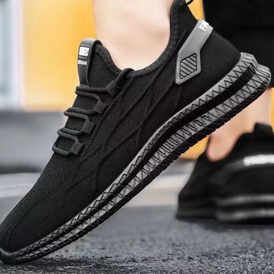 Mens Spring Sports Shoes New Thick Sole Casual Shoes Breathable Anti Skid Lightweight Mesh Black Shoes