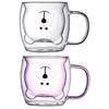 250ML Double Bear Cup Cute Coffee Mug With Handle Transparent Cute Milk Juice Tea Drinking Cups Insulated Espresso Utensils