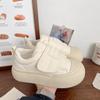Plateau Weiße Schuhe Damen Hässlich Süß Herbst Neu Nische Klettverschluss Big Head Brotschuhe Student Board Schuhe