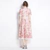 Elegant Floral Print Lace Summer Dress for Women High Quality Hollow Out Short Sleeve Slim Party Dress Robes Femme