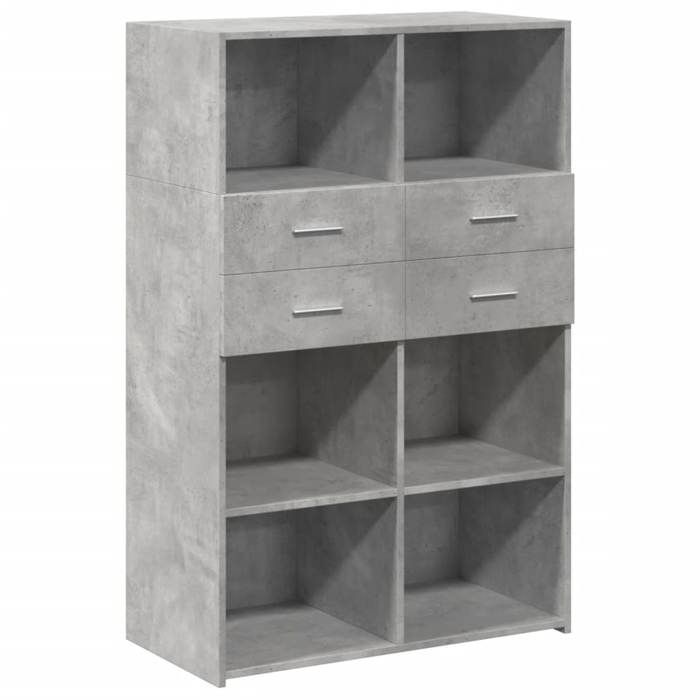 VidaXL Buffet haut gris béton 80x42,5x124 cm bois d'ingénierie, buffet, armoire de rangement, panneau latéral, armoire, 3281388