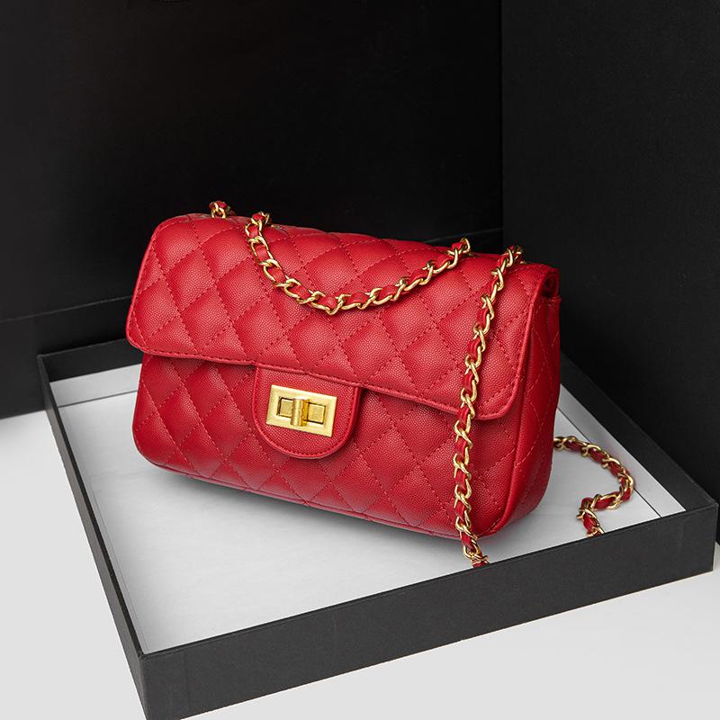 New Summer Single Shoulder Chain Bag Small Fragrance Diamond Square Bag European and American Retro Large Capacity Women