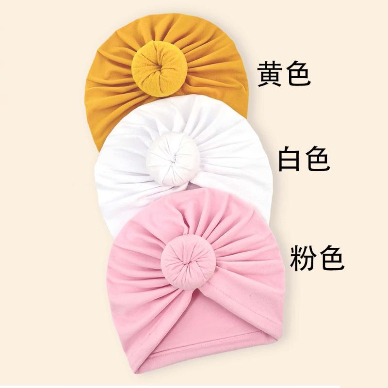 New Children's Hat, Baby 3-color Combination Donut Indian Pullover Hat, Baby Ball Ball Hat