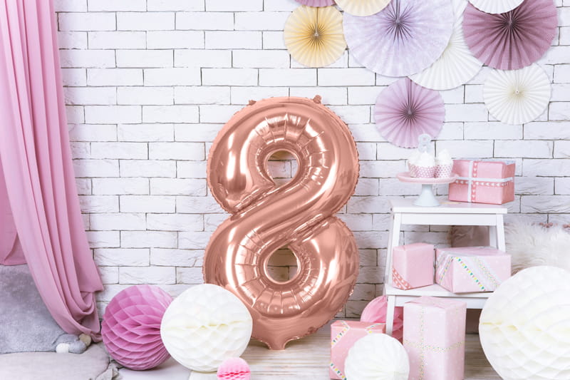 Partydeco Balon Foliowy Cyfra 8 86Cm Rozowe Zloto