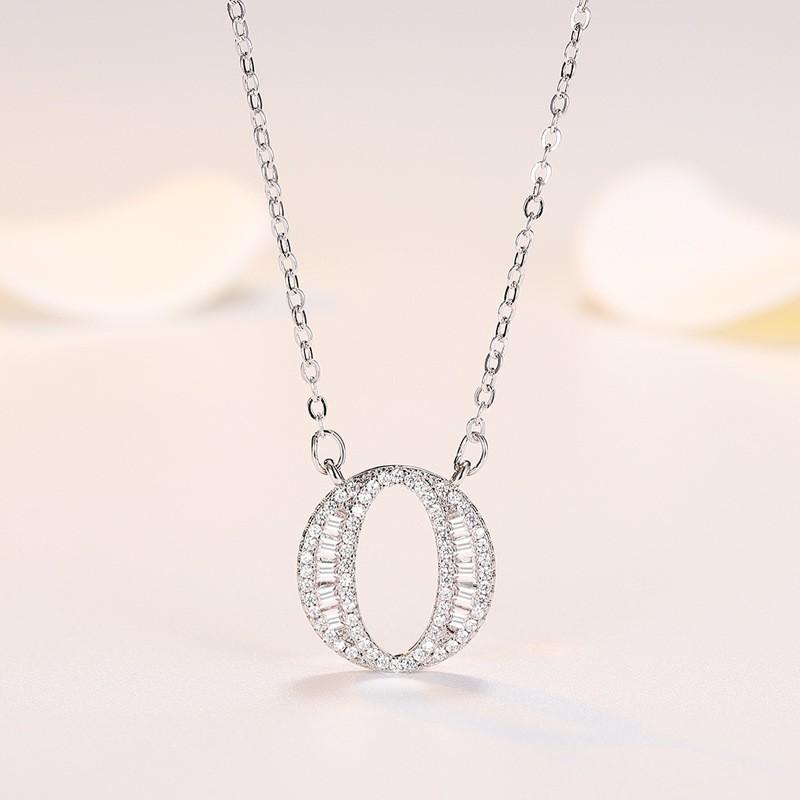 Personalized Initial Pendant Necklace Copper Plated White Gold Letter Charm Women Fashion OL Style