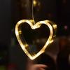 3Pcs Heart Shape Window Hanging Lights Suction Cup Decor for Valentine's Day Bedroom Living Room Cafe Hotel Bar Gift LED