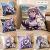 Keqing Genshin Impact Cushion Cover Silky Short Plush Invisible Zipper Dustproof Sofa Pillow Case For Home Decor