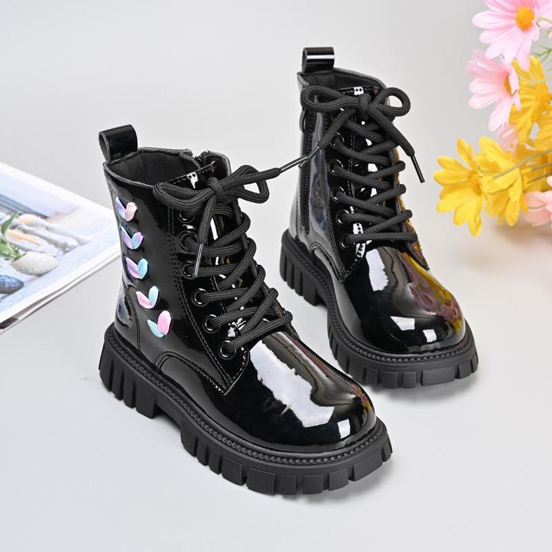 Kids Short Boots Korean Style Versatile Children Leather Boots Side Zipper Autumn Girls Princess Boots Soft