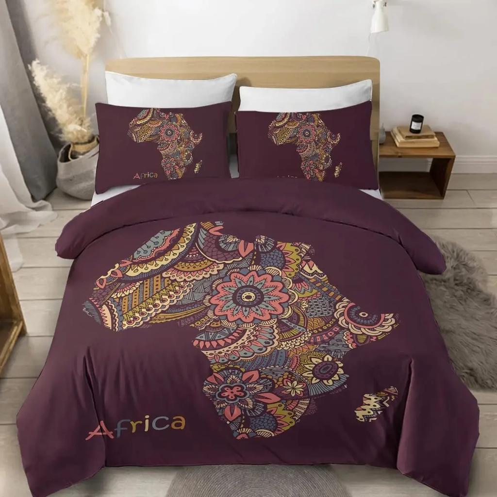 African American Duvet Cover Set Afro Bedding Set Black Women In Ethnic Dress Bed Set Tribal Modern Urban Home Decor King
