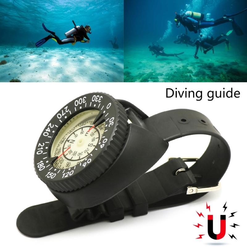 Diving Sighting Wrist Compasses Adjustable Wrist Strap Type Compasses Luminously Dials Compasses for Camping Hiking