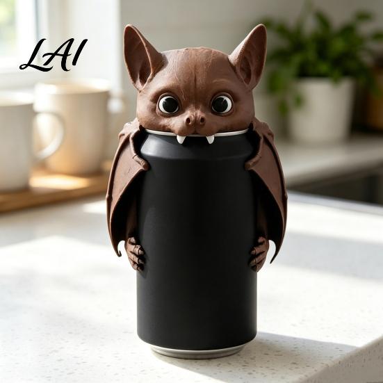 Stain Proof Jar Closures 3D Printed Bat Can Cover Reusable Soda Protector Lid Cute Animal Camping Beer Toppers Drink Dust Cap for Beverage Cans Fun