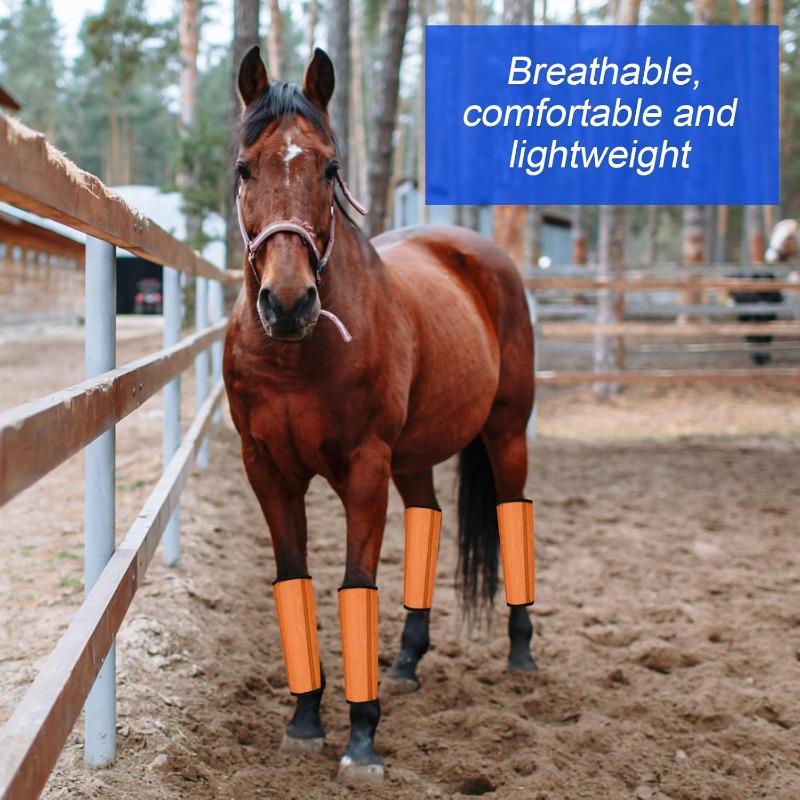 4pcs Professional Fly Protection Boots for Horses, Breathable Mesh with Non-Slip Straps for Pasture, Training, Stable Use