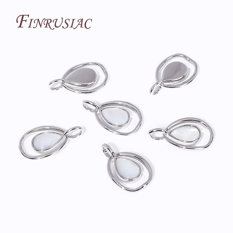 18K Gold Plated Droplet Pendants Brass Metal Inlaid Shell Oval Charms DIY Jewelry Making Earrings Necklace Accessories For Women
