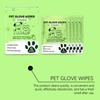 Pet glove wet wipes for dogs and cats, hypoallergenic, single-use, no rinsing required, 5-piece pack.