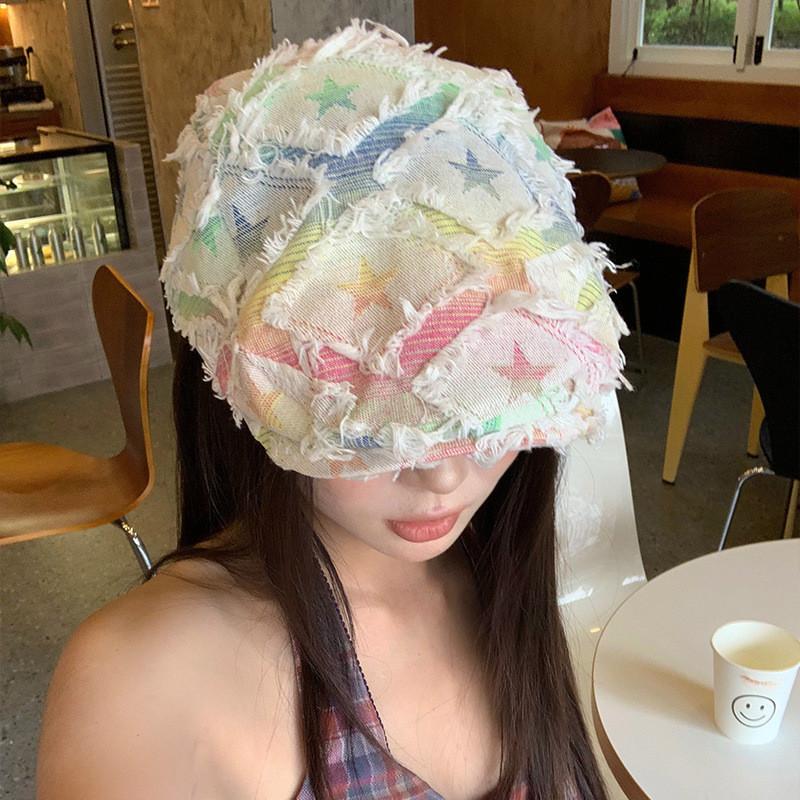 Embroidered Stylish Casual Beret Hat For Summer Spring Unisex Wide Brim Design