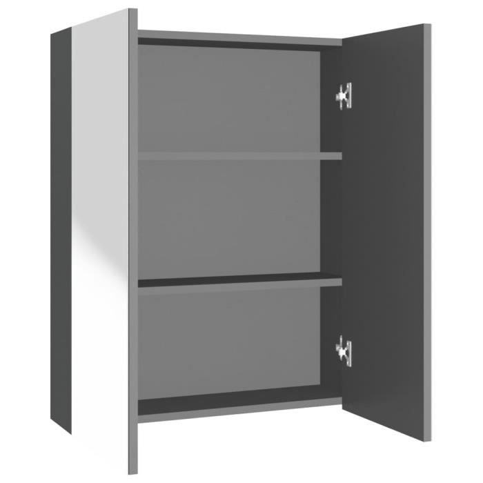VidaXL Bathroom Mirror Cabinet 60x15x75 Cm MDF Anthracite