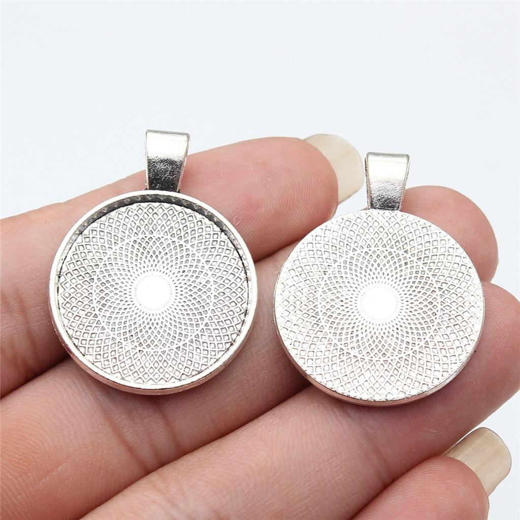 Pasuje do okrągłych podstawek 25 mm, tacek na kaboszony, oprawka antyczny brąz/srebro, część do tworzenia biżuterii DIY