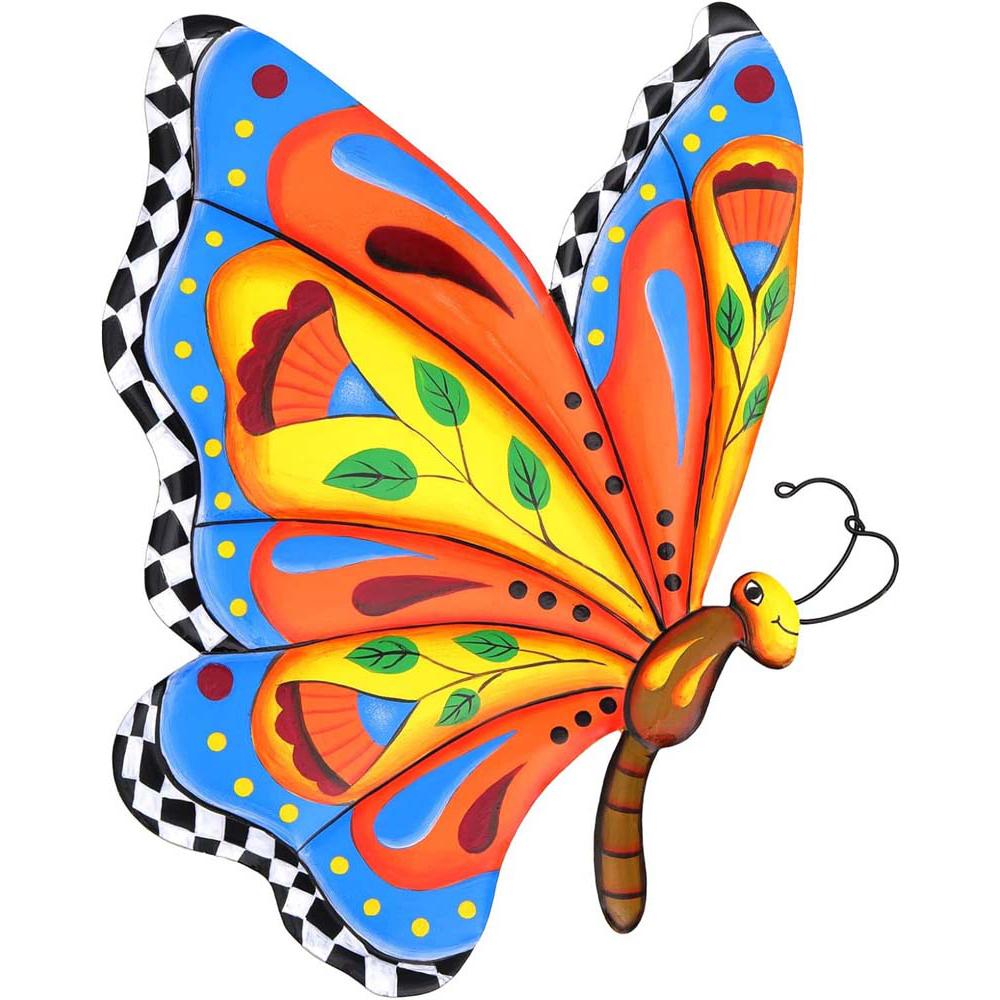 

Металлическая бабочка Наружный настенный художественный декор, небесные настенные скульптуры ручной работы в мексиканском стиле Талавера, висящие для внутренней гостиной на открытом воздухе 1pc