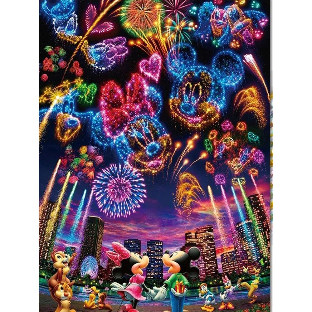 

Disney Diamond Painting Disney Character Fireworks Show Themed Illustration Cartoon 5D Diamond Cross Stitch Mosaic Home Decor Gift Round 20x30cm