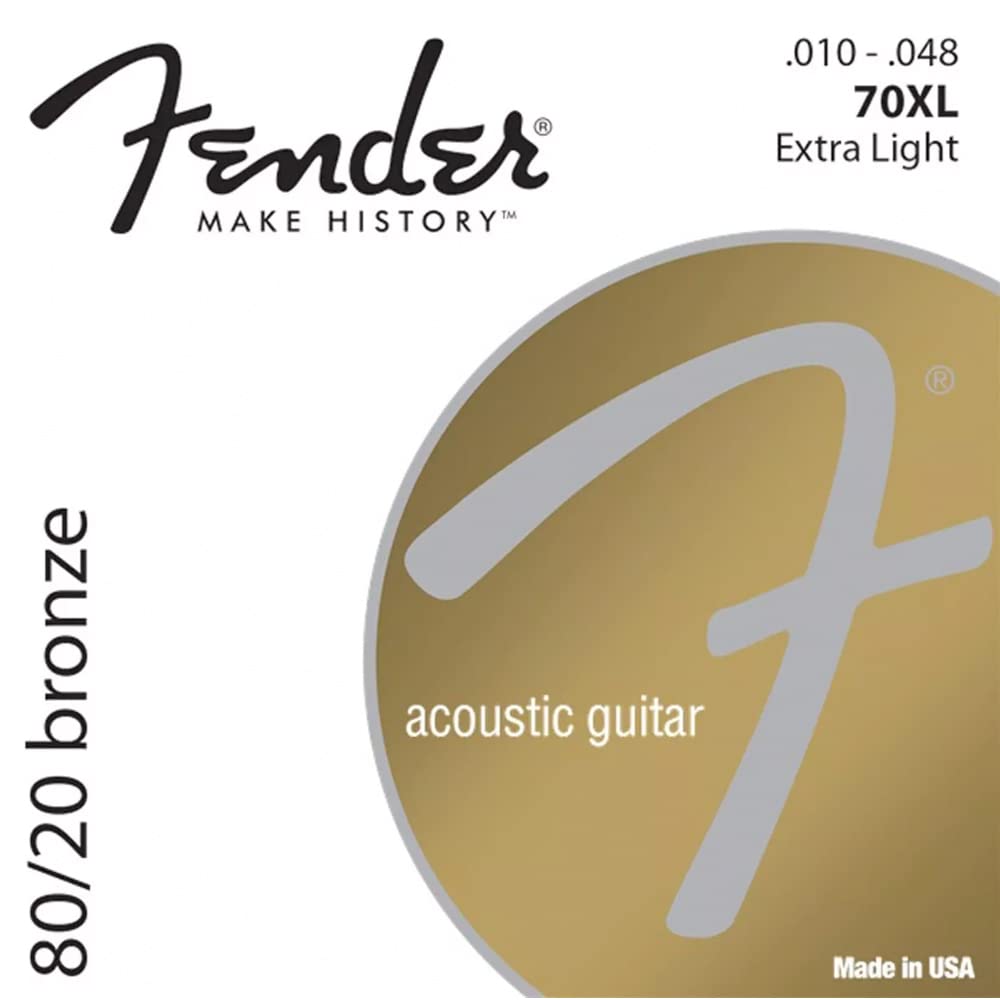 Fender Acoustic Guitar Strings Bronze Acoustic Ball 70XL 80/20 Strings, End, .010-.048