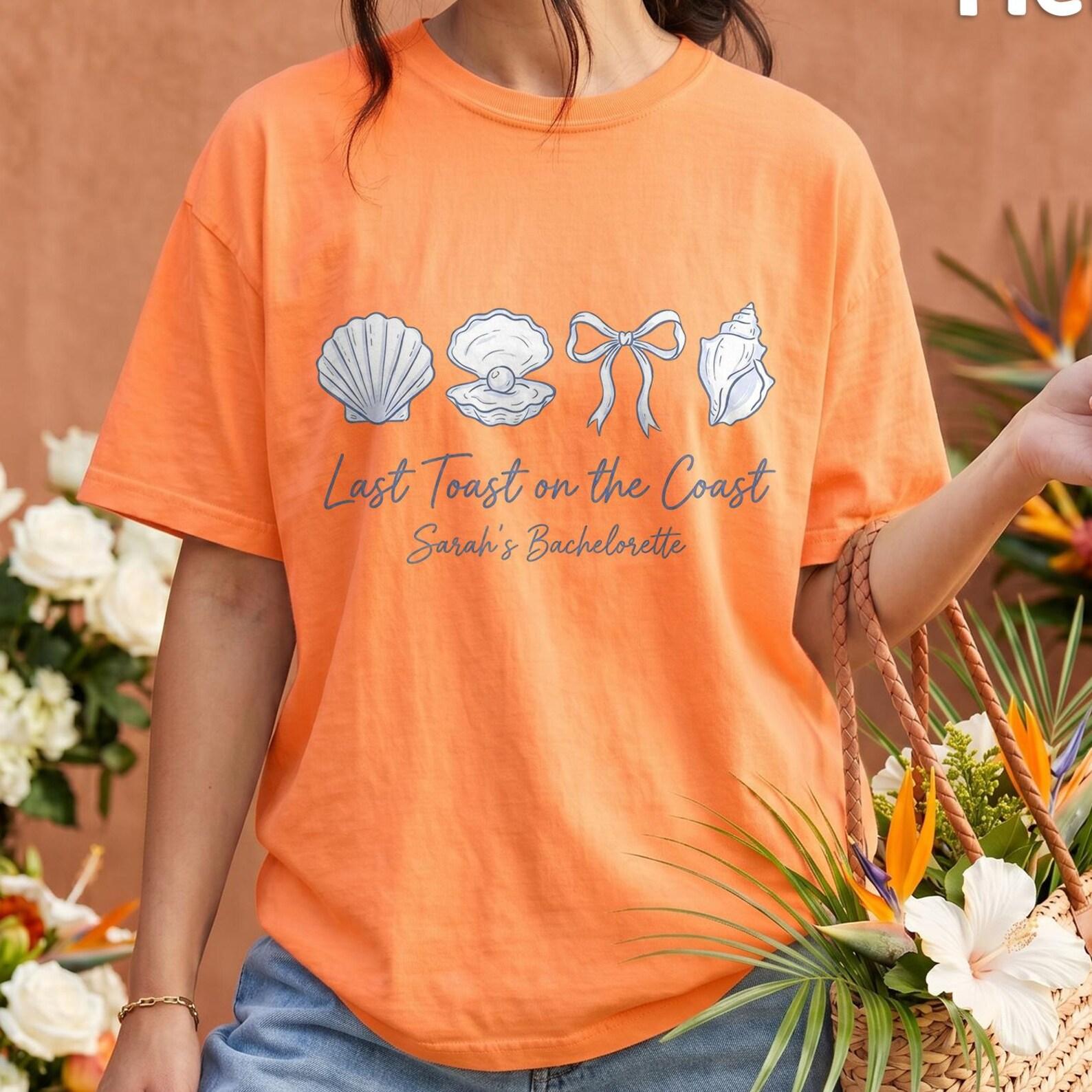 Comfort Colors® Beach Bachelorette Party Shirt, Last Toast on the Coast, Custom Bachelorette Shirts, Personalized Girls Trip Shirt 4XL