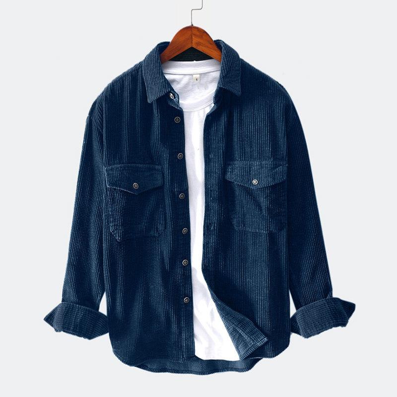 Men's Autumn Cotton Basic Japanese Corduroy Men's Business Shirt Slim Casual Shirt Men's New Long Sleeve Jacket